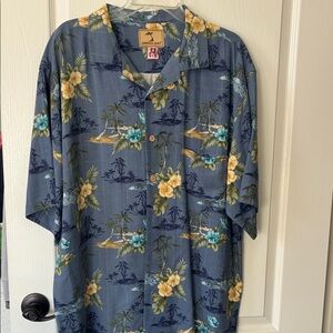 Jamaica Jaxx Blue and Yellow Floral Men's Shirt -100% silk.